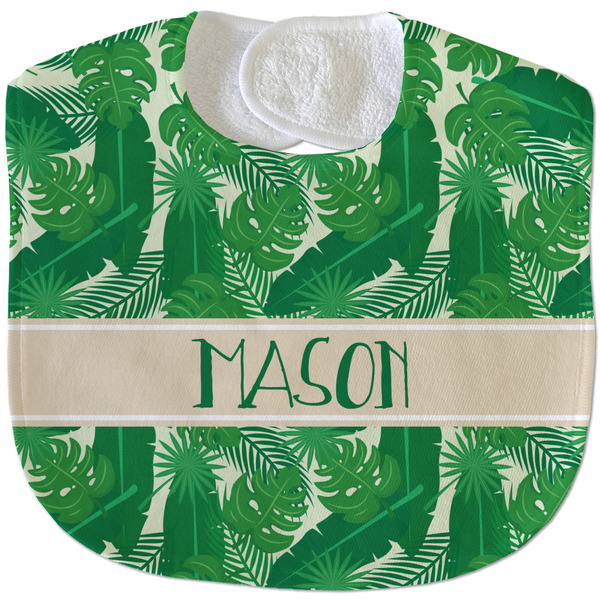 Custom Tropical Leaves #2 Velour Baby Bib w/ Name or Text