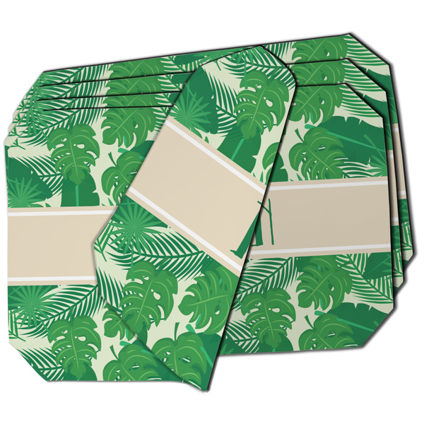 Custom Tropical Leaves #2 Dining Table Mat - Octagon - Set of 4 (Double-SIded) w/ Name or Text