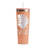 Tropical Leaves #2 RTIC Everyday Tumbler with Straw - 28oz - Peach - Single-Sided (Personalized)