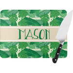 Tropical Leaves #2 Rectangular Glass Cutting Board (Personalized)