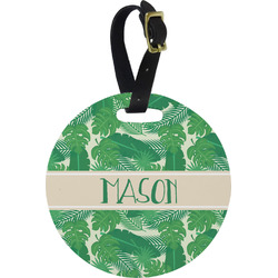 Tropical Leaves #2 Plastic Luggage Tag - Round (Personalized)