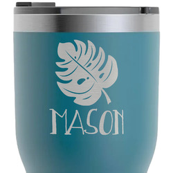 Tropical Leaves #2 RTIC Tumbler - Dark Teal - Laser Engraved - Double-Sided (Personalized)