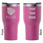 Tropical Leaves #2 RTIC Tumbler - Magenta - Laser Engraved - Double-Sided (Personalized)