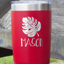 Tropical Leaves #2 20 oz Stainless Steel Tumbler - Red - Double Sided (Personalized)