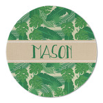 Tropical Leaves #2 Round Linen Placemat - Single Sided (Personalized)
