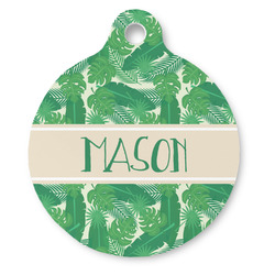 Tropical Leaves #2 Round Pet ID Tag - Large (Personalized)