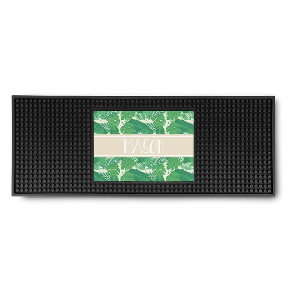 Custom Tropical Leaves #2 Rubber Bar Mat (Personalized)