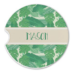 Tropical Leaves #2 Sandstone Car Coaster - Single (Personalized)