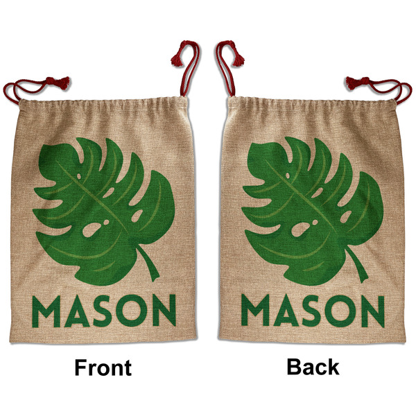 Custom Tropical Leaves #2 Santa Sack - Front & Back (Personalized)