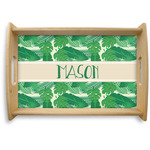 Tropical Leaves #2 Natural Wooden Tray - Small w/ Name or Text