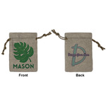 Tropical Leaves #2 Small Burlap Gift Bag - Front & Back (Personalized)