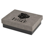 Tropical Leaves #2 Small Gift Box w/ Engraved Leather Lid (Personalized)