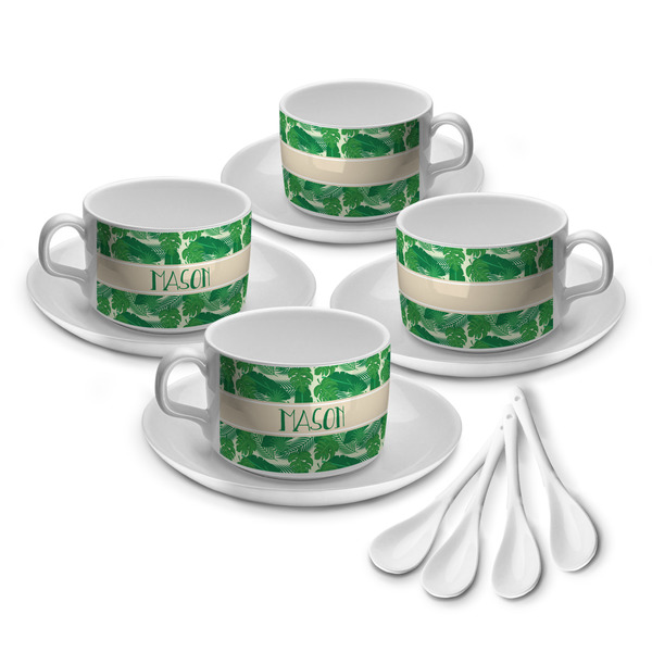 Custom Tropical Leaves #2 Tea Cup - Set of 4 (Personalized)