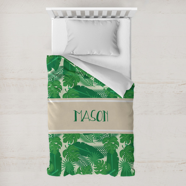 Custom Tropical Leaves #2 Toddler Duvet Cover w/ Name or Text