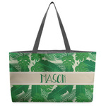 Tropical Leaves #2 Beach Totes Bag - w/ Black Handles (Personalized)