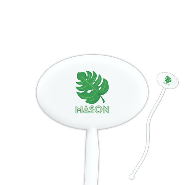 Custom Tropical Leaves #2 7" Oval Plastic Stir Sticks - White - Single Sided (Personalized)