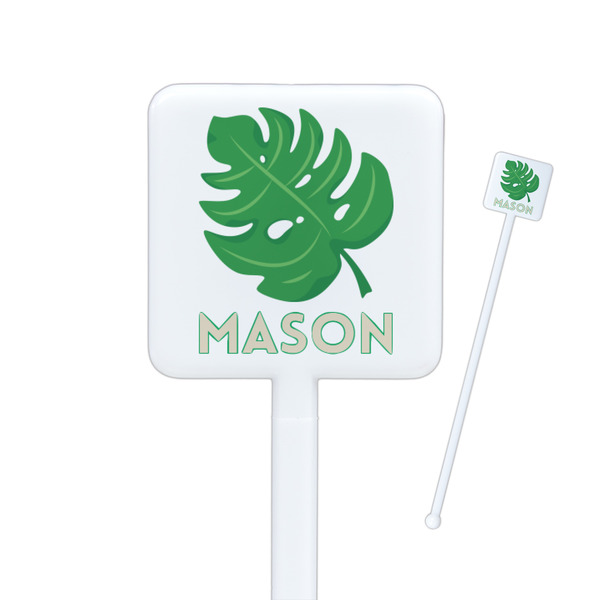 Custom Tropical Leaves #2 Square Plastic Stir Sticks - Double Sided (Personalized)
