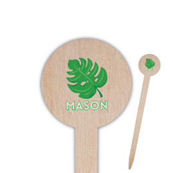 Tropical Leaves #2 6" Round Wooden Food Picks - Single Sided (Personalized)
