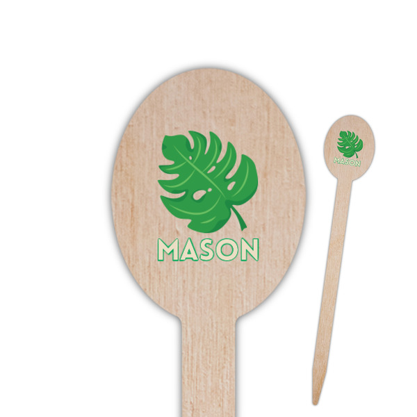 Custom Tropical Leaves #2 Oval Wooden Food Picks (Personalized)