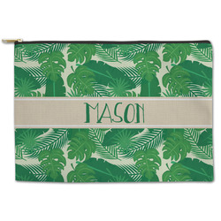 Tropical Leaves #2 Zipper Pouch - Large - 12.5"x8.5" w/ Name or Text