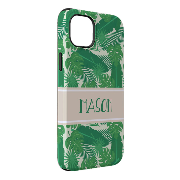 Custom Tropical Leaves #2 iPhone Case - Rubber Lined - iPhone 14 Plus (Personalized)