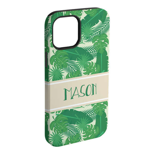 Custom Tropical Leaves #2 iPhone Case - Rubber Lined - iPhone 15 Plus (Personalized)