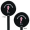 Preppy Black Plastic 5.5" Stir Stick - Double Sided - Round - Front & Back