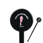 Preppy 7" Round Plastic Stir Sticks - Black - Double Sided (Personalized)