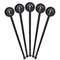 Preppy Black Plastic 7" Stir Stick - Round - Fan View