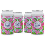 Preppy Can Cooler (12 oz) - Set of 4 w/ Monogram