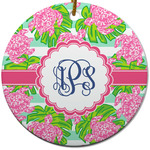 Preppy Round Ceramic Ornament w/ Monogram