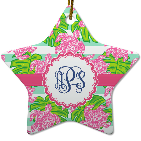 Custom Preppy Star Ceramic Ornament w/ Monogram