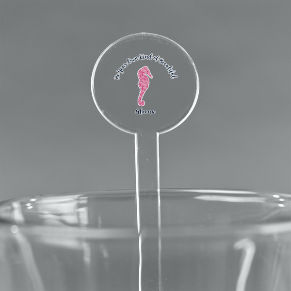 Custom Preppy 7" Round Plastic Stir Sticks - Clear (Personalized)