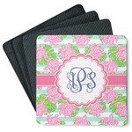 Preppy Square Rubber Backed Coasters - Set of 4 (Personalized)