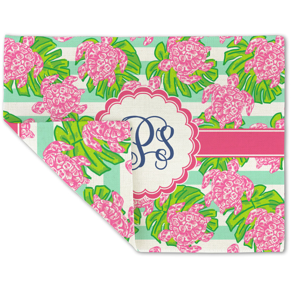 Custom Preppy Double-Sided Linen Placemat - Single w/ Monogram