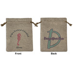 Preppy Medium Burlap Gift Bag - Front & Back (Personalized)