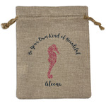 Preppy Medium Burlap Gift Bag - Front (Personalized)