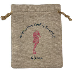 Preppy Medium Burlap Gift Bag - Front (Personalized)