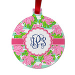 Preppy Metal Ball Ornament - Double Sided w/ Monogram