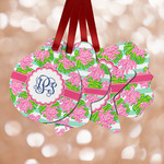 Preppy Metal Ornaments - Double Sided w/ Monogram