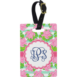 Preppy Plastic Luggage Tag - Rectangular w/ Monogram