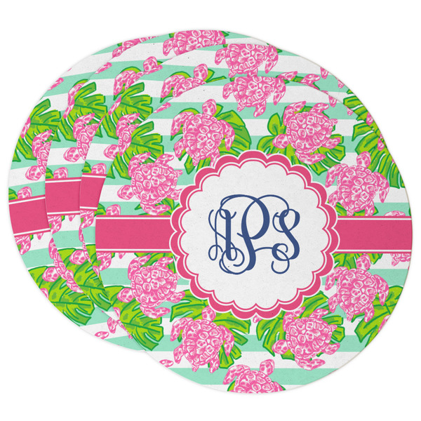 Custom Preppy Round Paper Coasters w/ Monograms