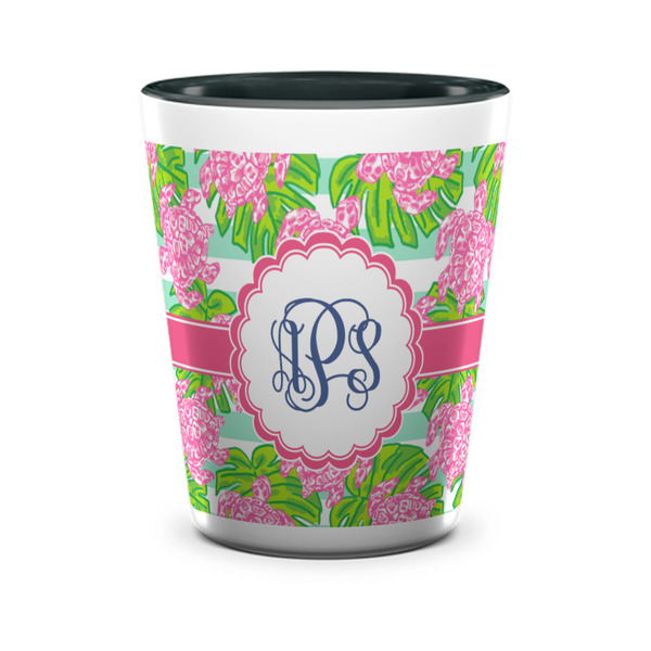 Custom Preppy Ceramic Shot Glass - 1.5 oz - Two Tone - Single (Personalized)