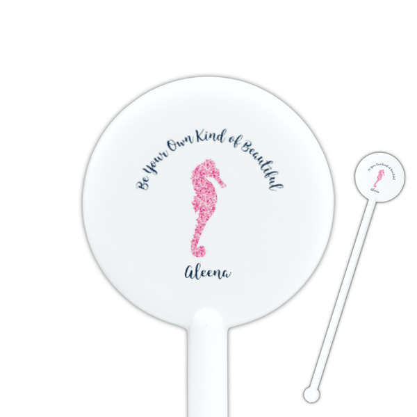 Custom Preppy 5.5" Round Plastic Stir Sticks - White - Double Sided (Personalized)