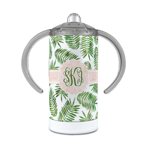 Custom Tropical Leaves 12 oz Stainless Steel Sippy Cup (Personalized)