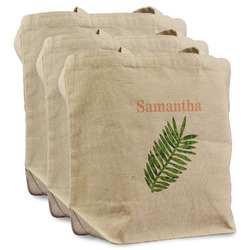 Tropical Leaves Reusable Cotton Grocery Bags - Set of 3 (Personalized)