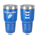 Tropical Leaves 30 oz Stainless Steel Tumbler - Royal Blue - Double-Sided (Personalized)