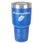 Tropical Leaves 30 oz Stainless Steel Tumbler - Royal Blue - Single-Sided (Personalized)