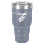 Tropical Leaves 30 oz Stainless Steel Tumbler - Grey - Single-Sided (Personalized)