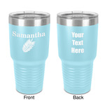 Tropical Leaves 30 oz Stainless Steel Tumbler - Teal - Double-Sided (Personalized)